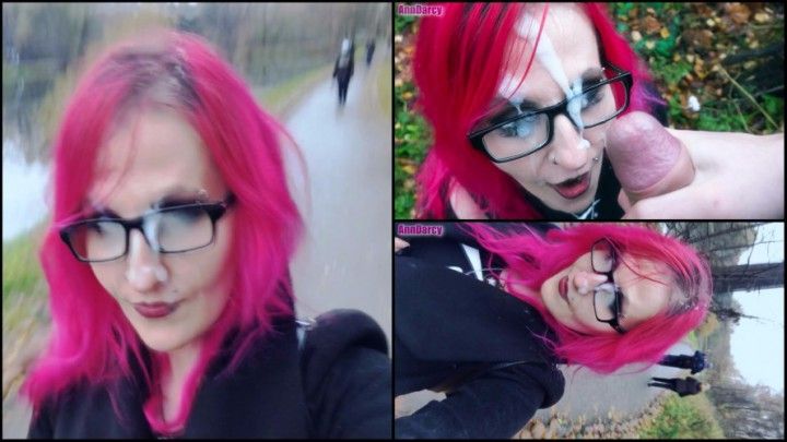 Public cum walk with cum on my face