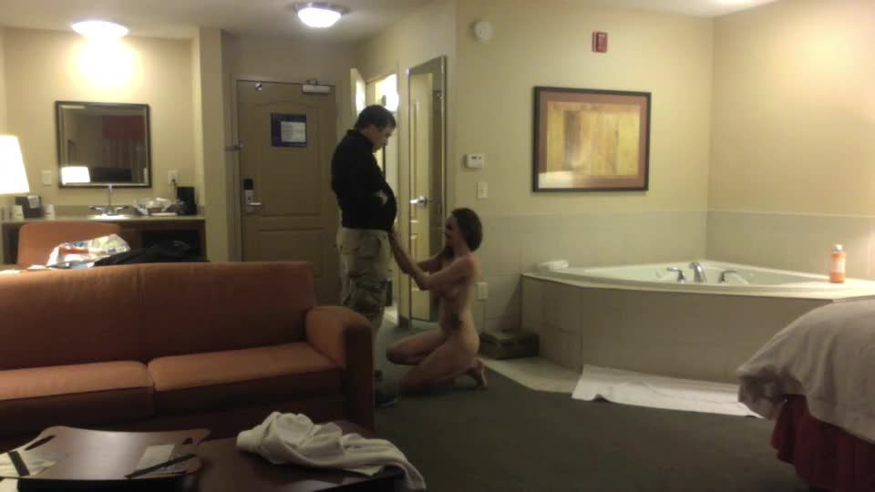 Happy horny delivery man