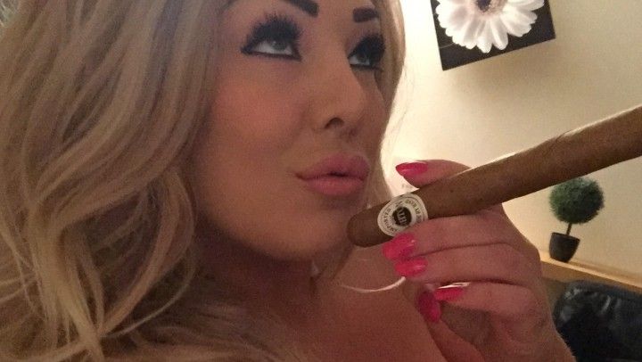 smoking a big fat cigar