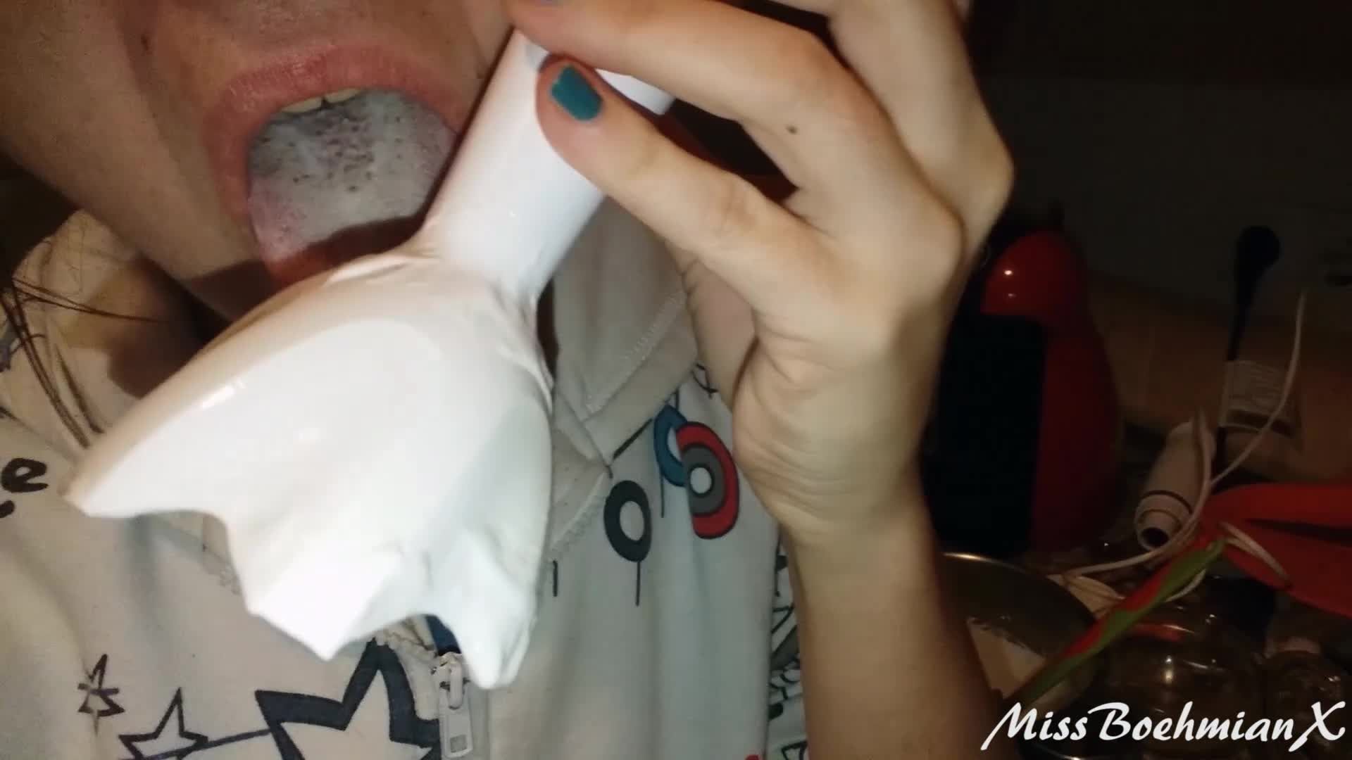 Licking Whipped Cream from the Blender