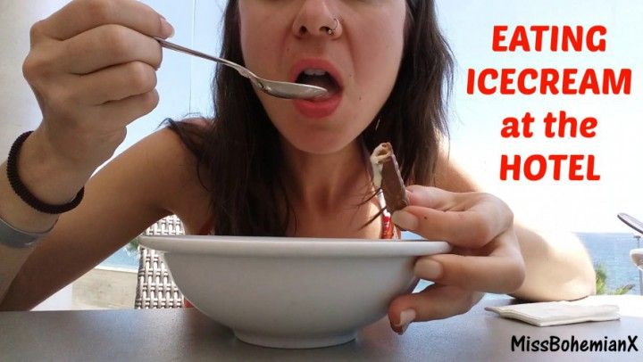 Eating bowl of Ice-Cream at Hotel PUBLIC