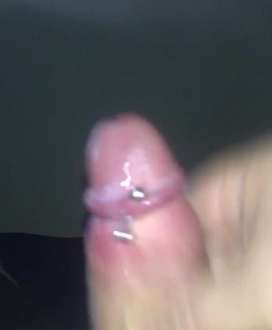 My pierced cock cum in slow motion