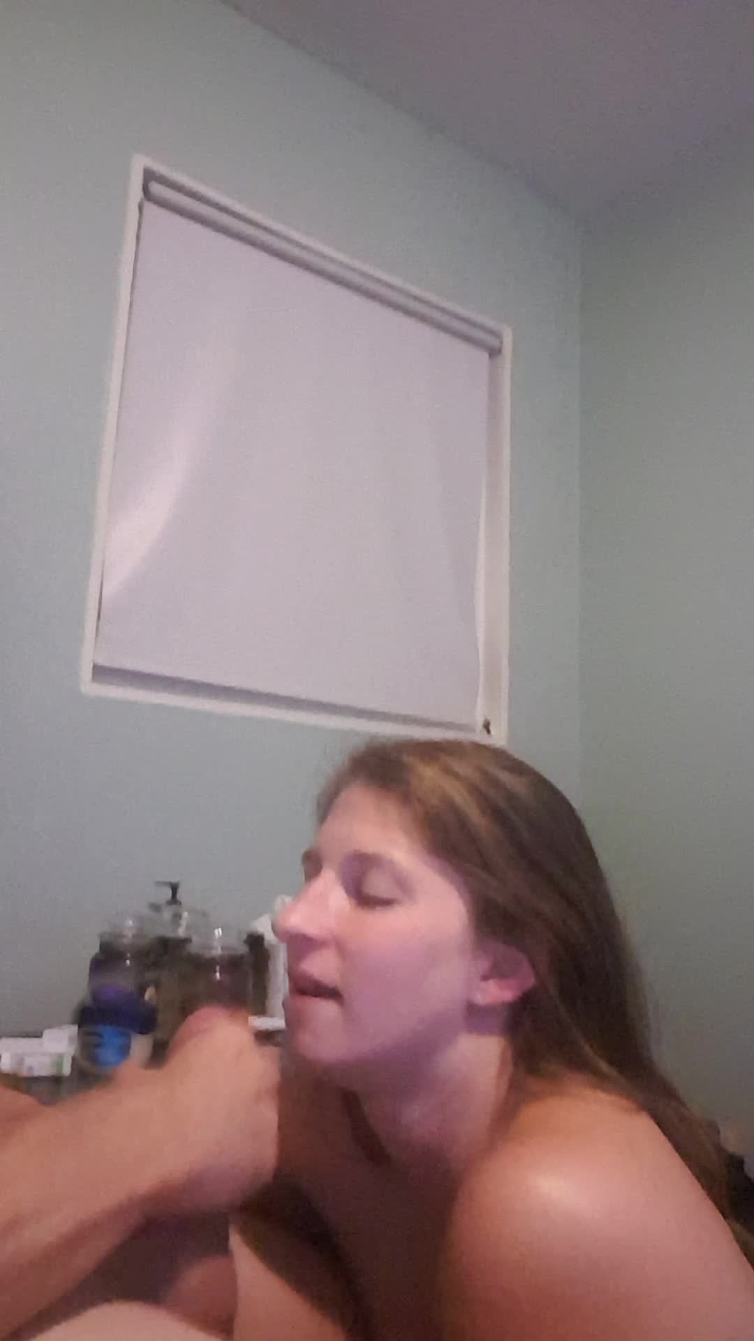 Cum swallowing and pussy rub