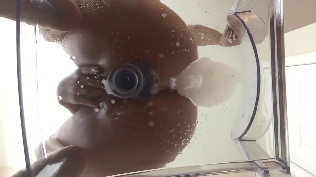 Clear Chair Dildo Cum Show