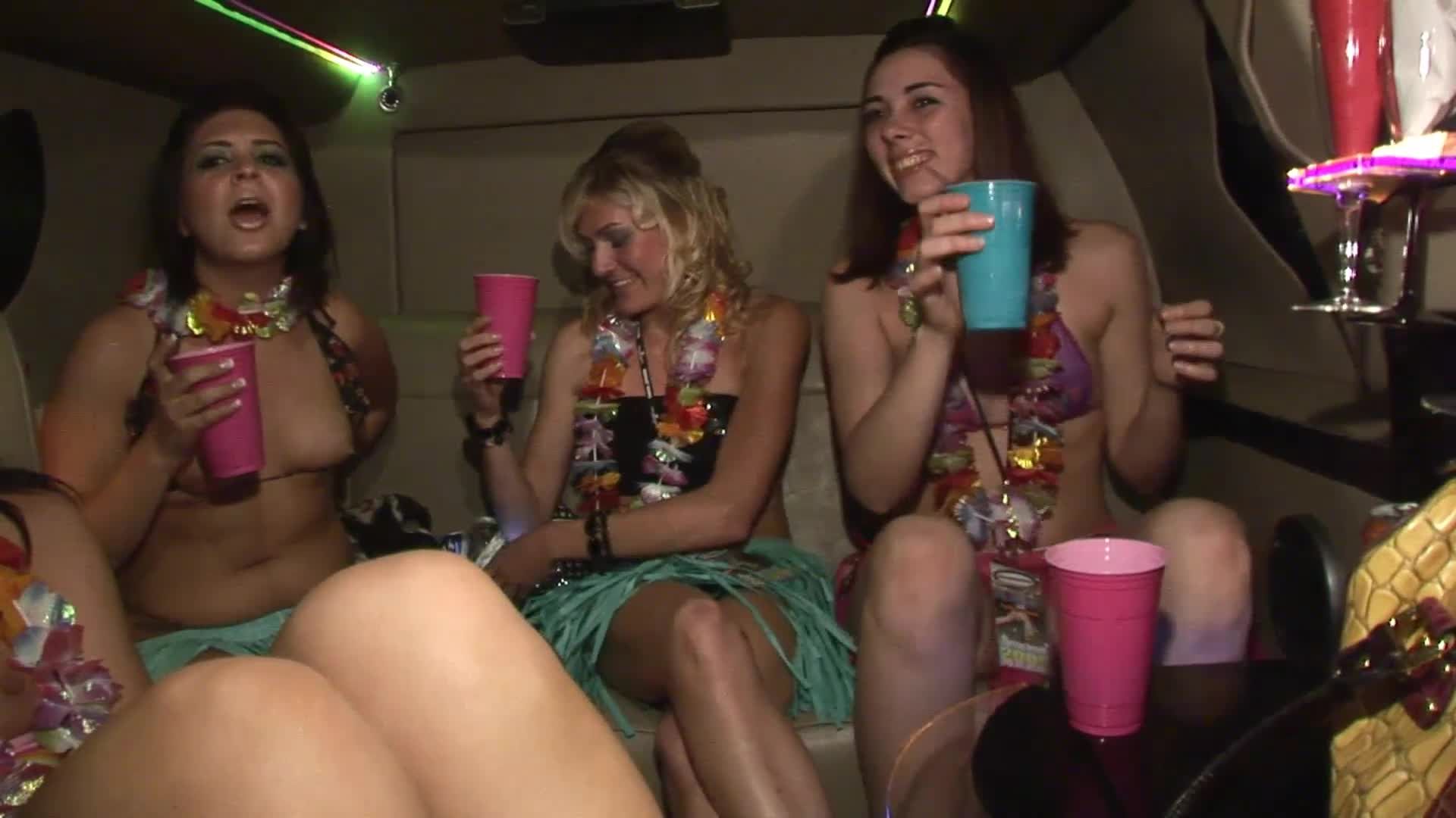 Five Grass Skirt Girls ToplessLimoChicks