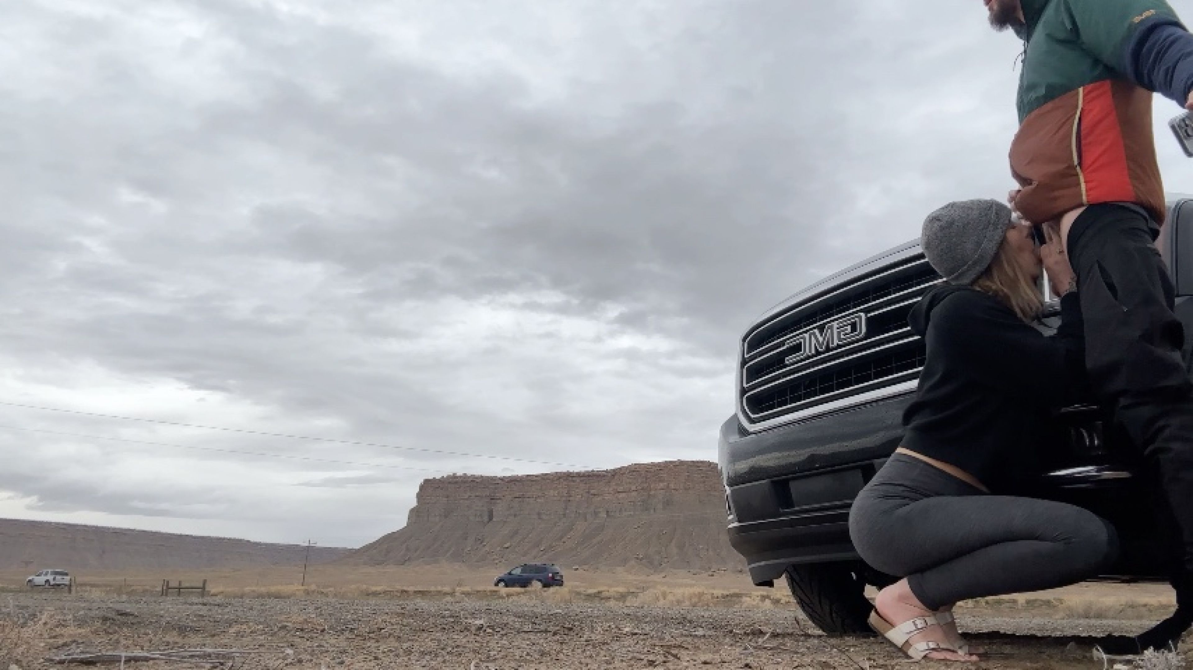 Side of the Road Blowjob and Risky Play in the Restroom