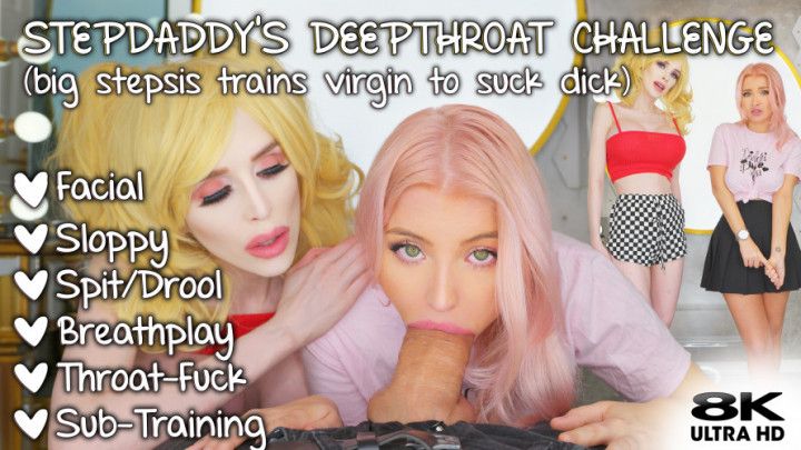Step-Daddy Destroys Virgins Throat with Facial