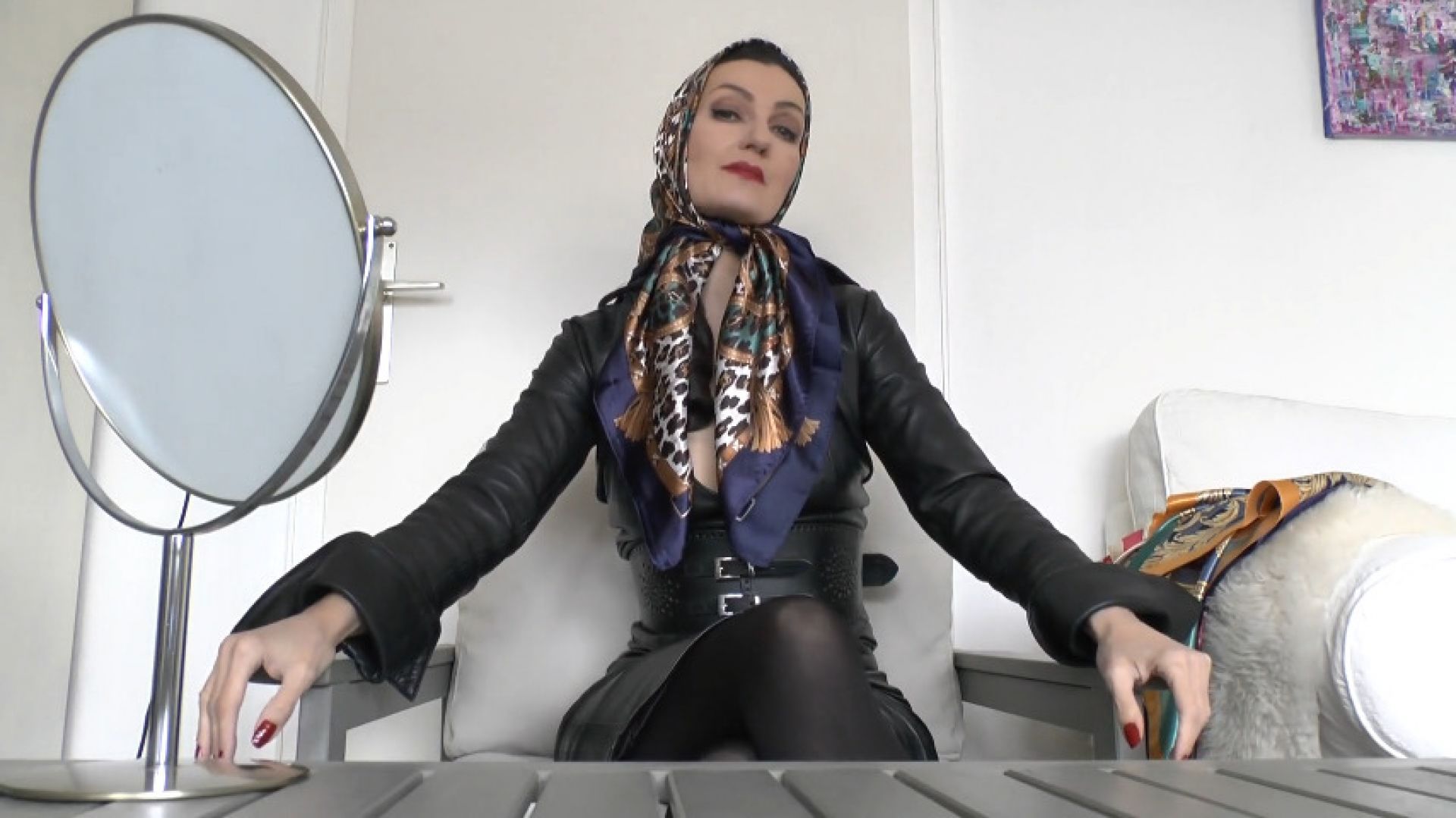 New satin headscarves fitting and you're on jerk-off duty in