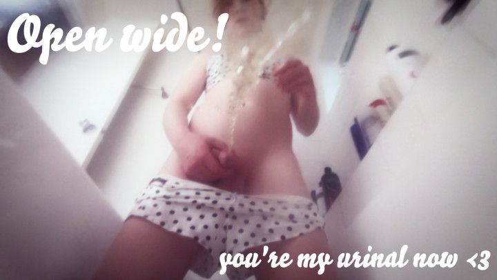 Open wide! You're my urinal now