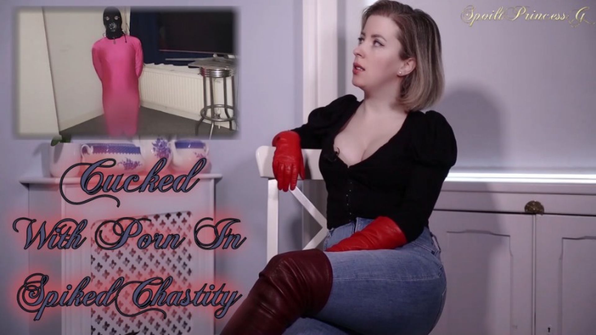 Cucked with Porn in Spiked Chastity