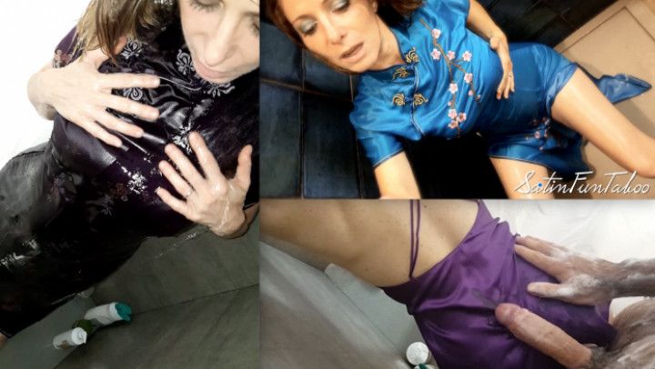 Pee, satin, step-mom, wet, cum, bundle