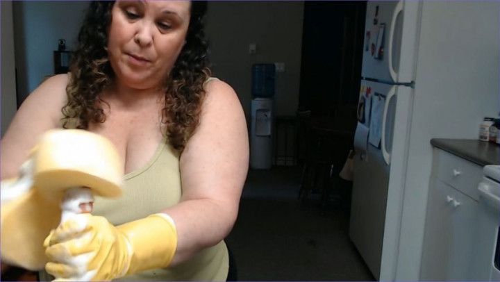 BBW Makes step-Sons BF Cum W/Gloves &amp; sponges