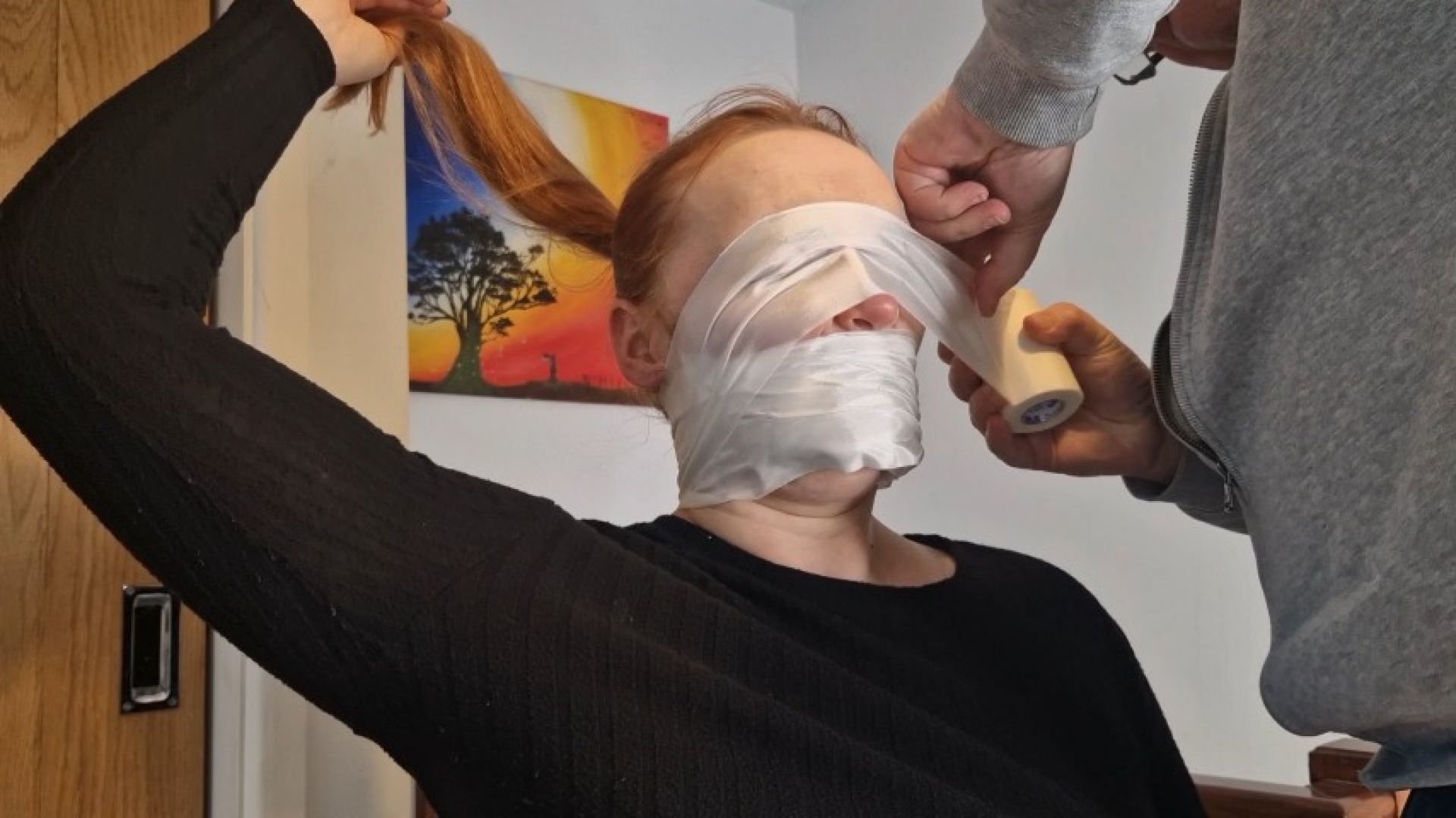 Rainbow Tape Bound with Durapore Wrap Gag and Blindfold