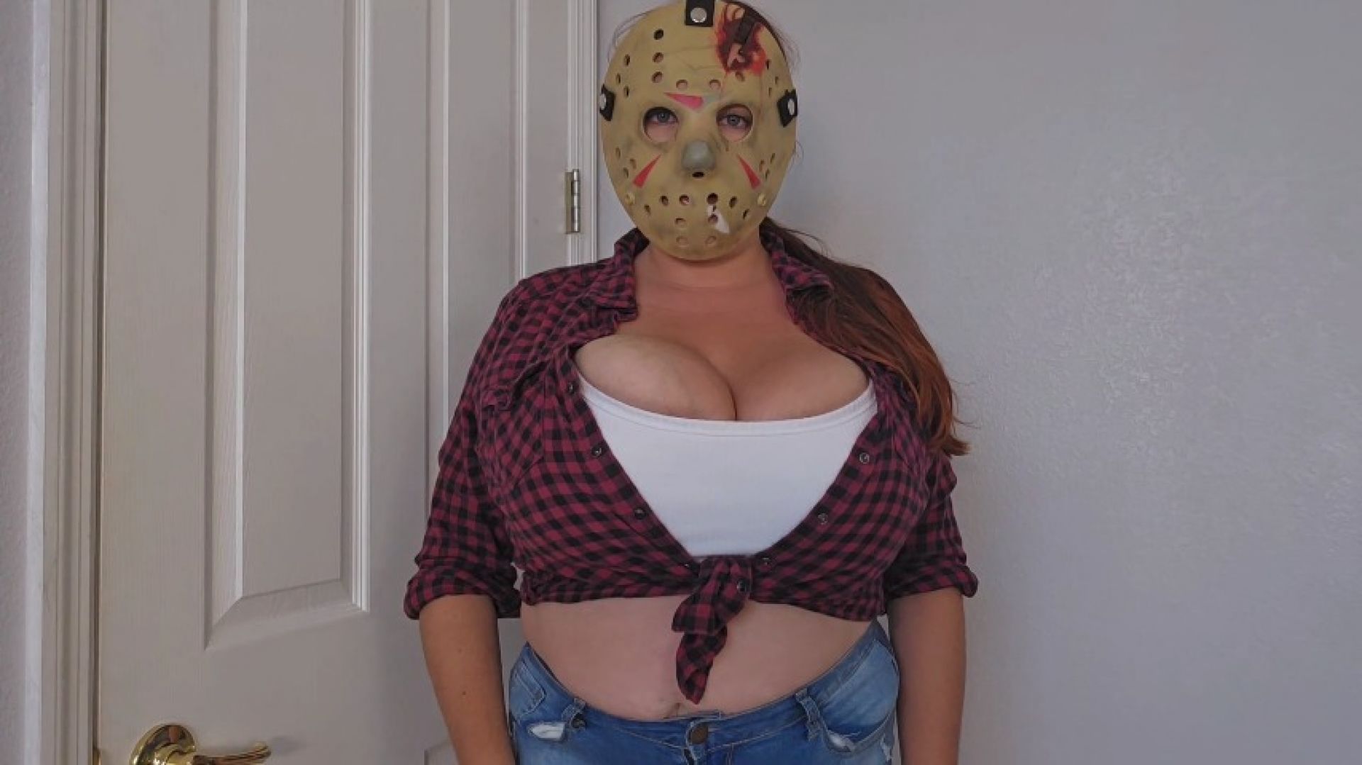 Naughty step-sister Scares Her step-Brother &amp; Gives Him Boner