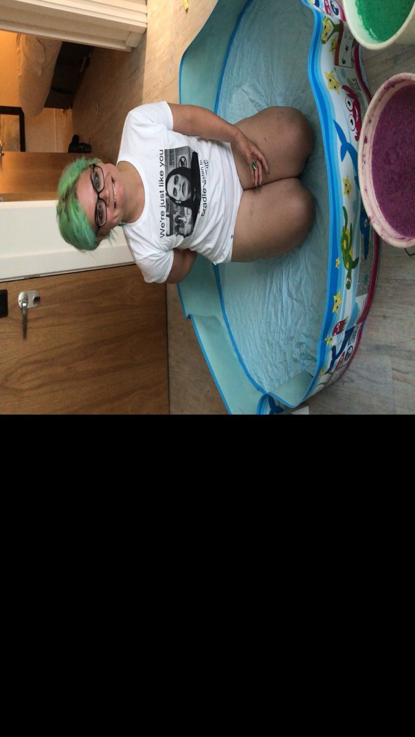 Goth girl gunked - wet &amp; messy sploshing