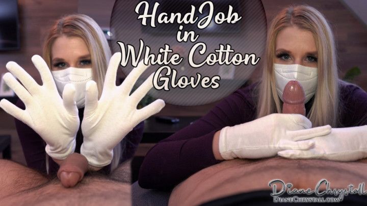 White Cotton Gloves Dry Handjob