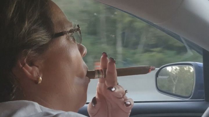 Big Cigar Smoking In Car In Florida
