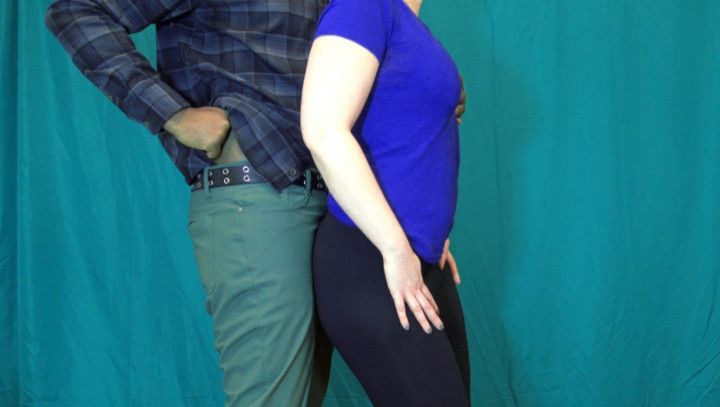 Grinding groping milf in black leggings