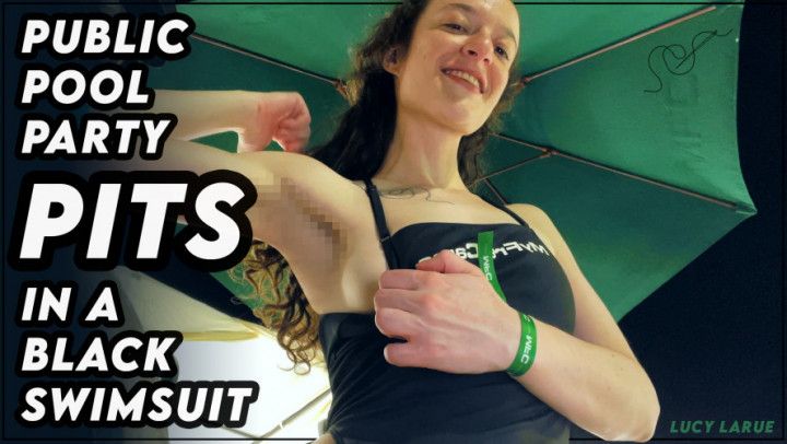 Public Pool Party Pits in a Black Swimsuit