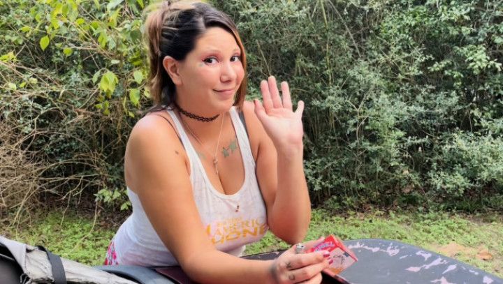 Brina Smoking a Cigarette in Lip Gloss