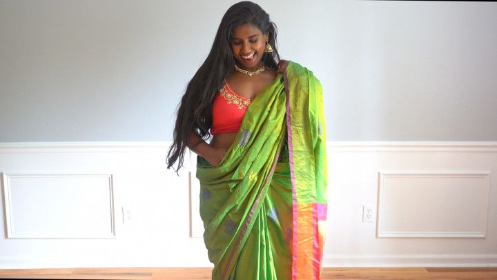 Indian Saree Striptease and Masturbation