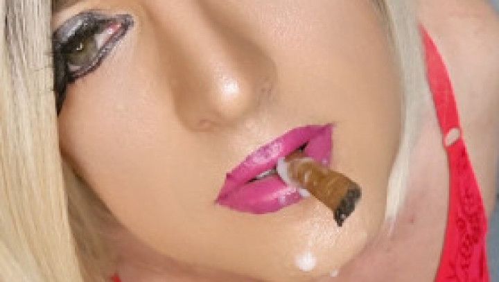 Cigar smoking TRANS whore fucks fleshlight and cums