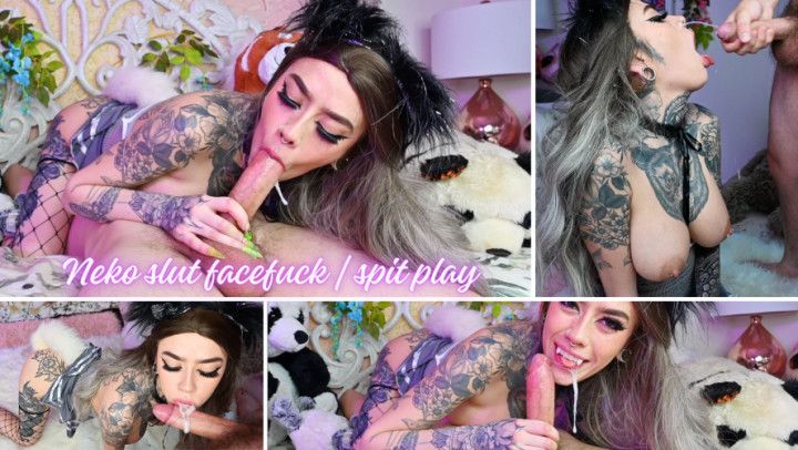 Neko slut facefuck | spit play
