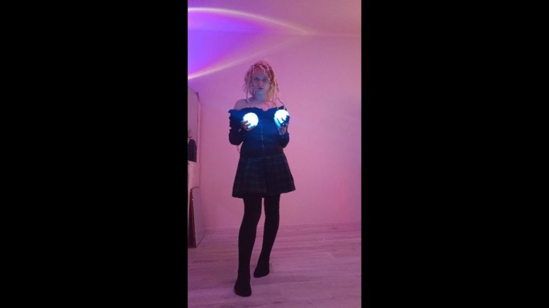 Poi dance in a cute skirt