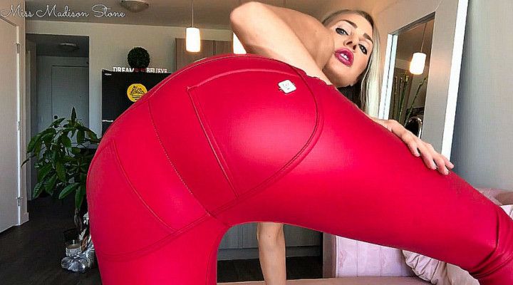 Gassy Red Leather Pants. Fart Fetish by Miss Madison