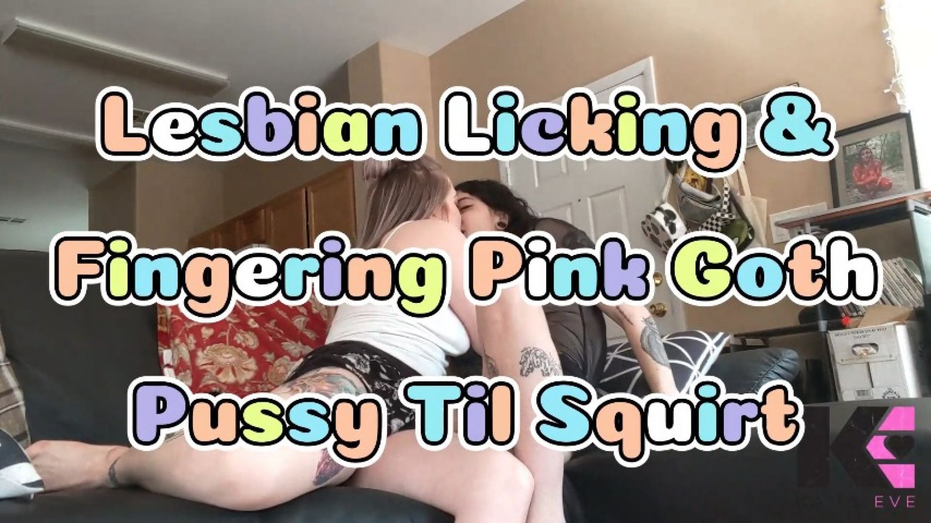 Lesbian Licking and Fingering Pink Goth Pussy Til Squirt