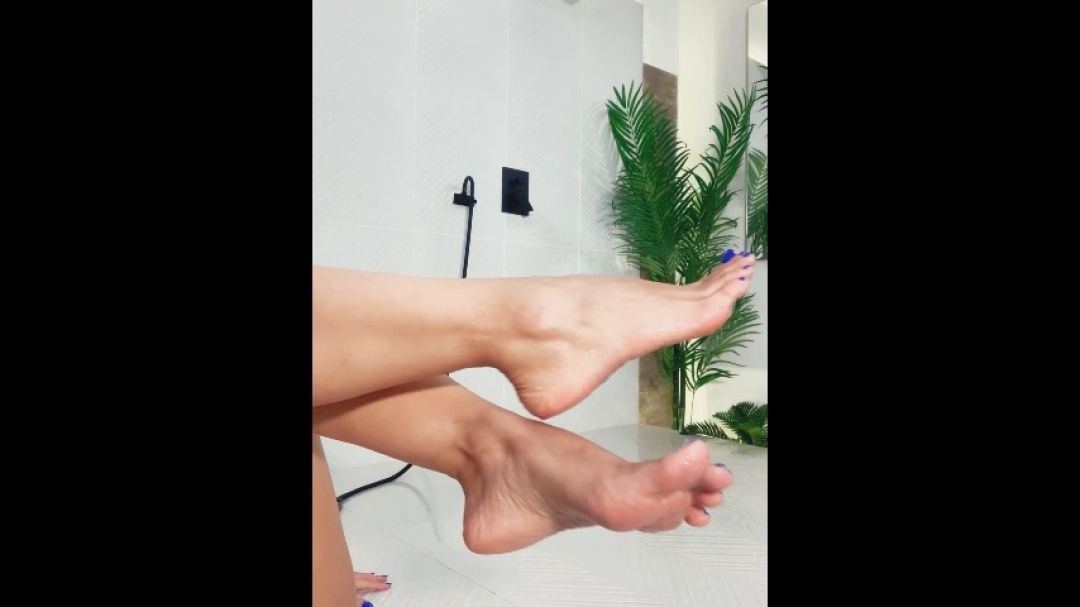 Legs and feet teasing with some anal surprise