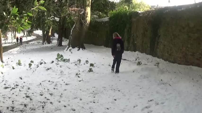 Perfect snowy day for a dip in the sea