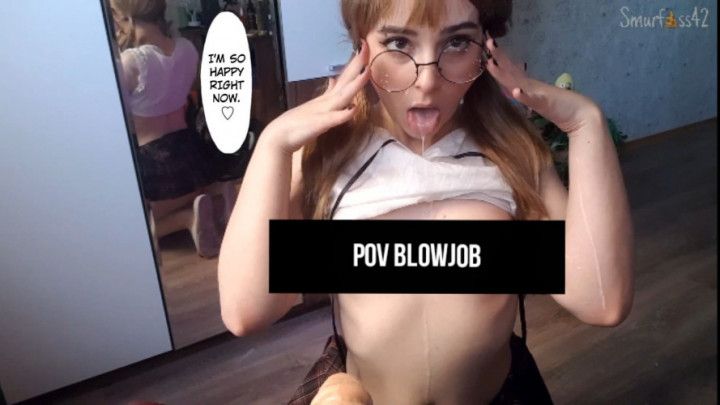 College Cutie with Glasses POV Blowjob