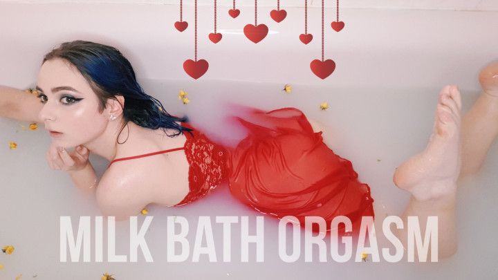 Milk bath masturbation with domi