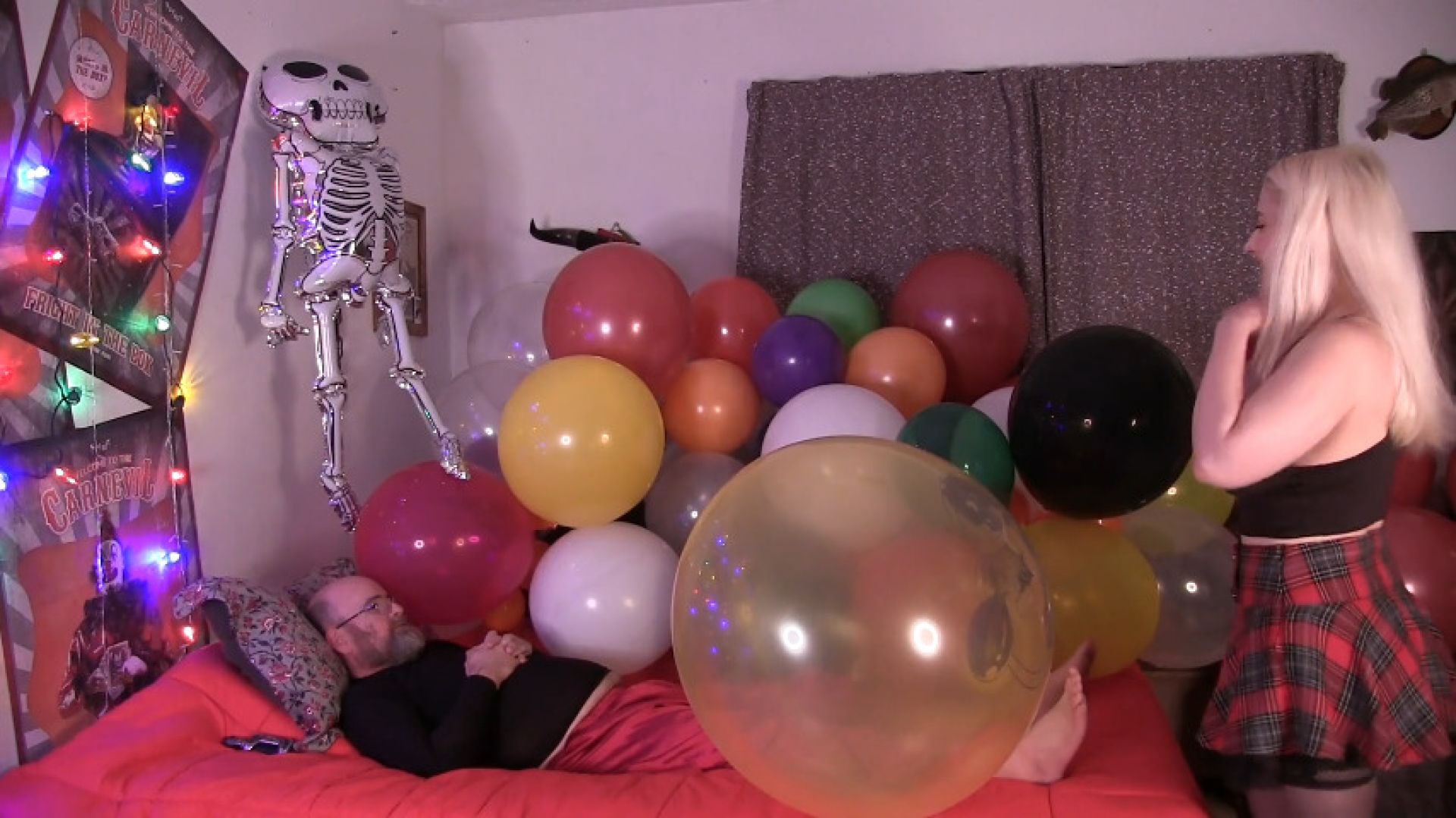 New Year's Balloons Popping, Blowjob, Fucking &amp; Facial -1080