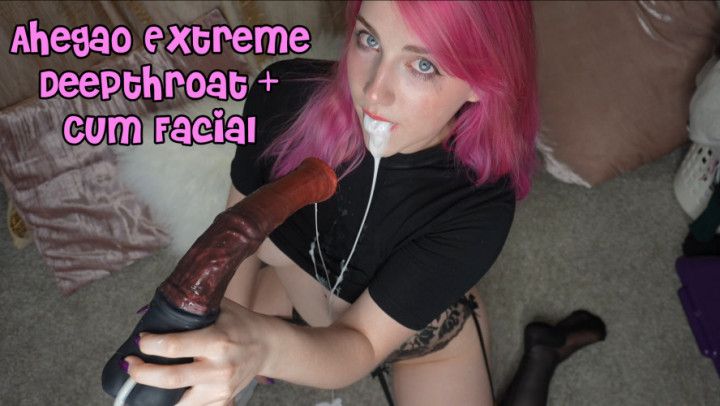 Ahegao Extreme Deepthroat + Cum Facial