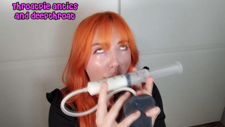 Deepthroat And Throatpie Antics + Heavy Sucking Action