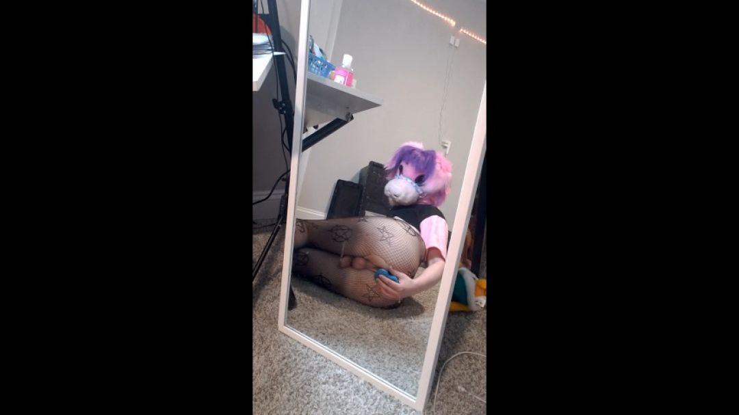 Big Ass Trans Girl Furry Fucks Herself in Front of Mirror