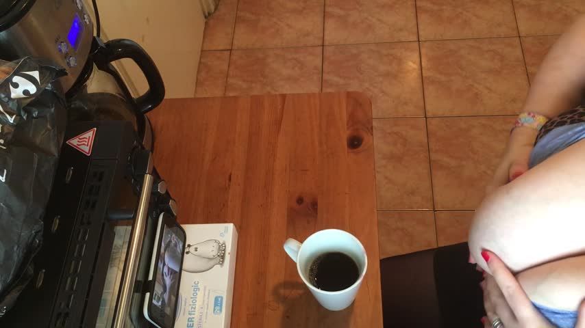 Milk in coffee - pov above