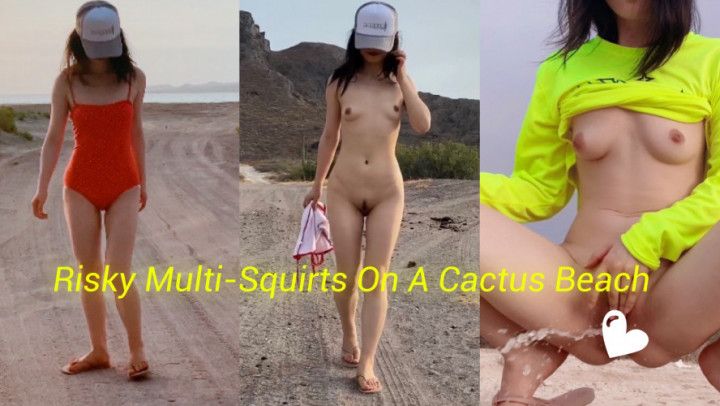 Risky Multi-Squirts On A Public Beach
