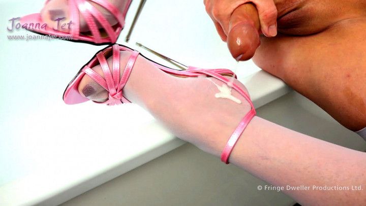 TS Cums on Stockings and Extreme Heels