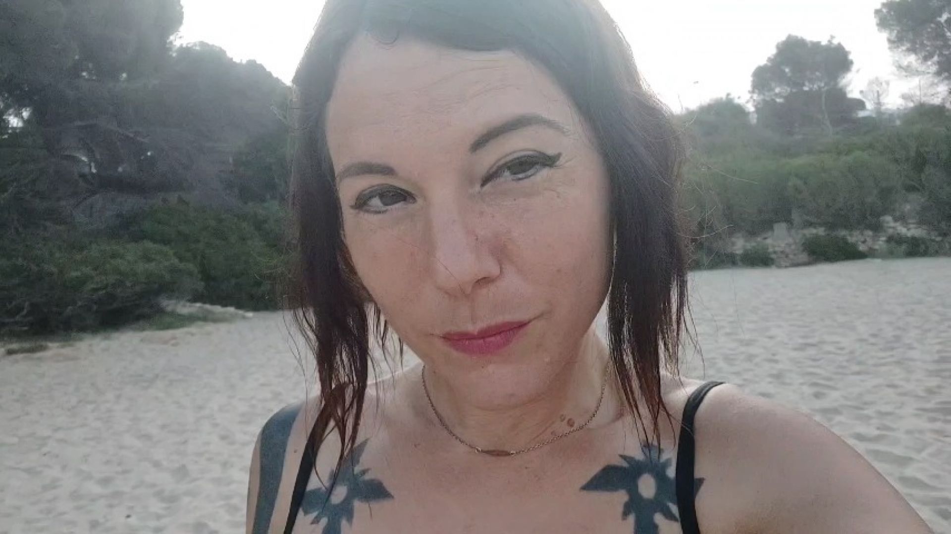 Walking on the sand of a remote beach