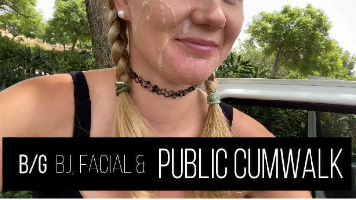 B/G public BJ, facial and cumwalk