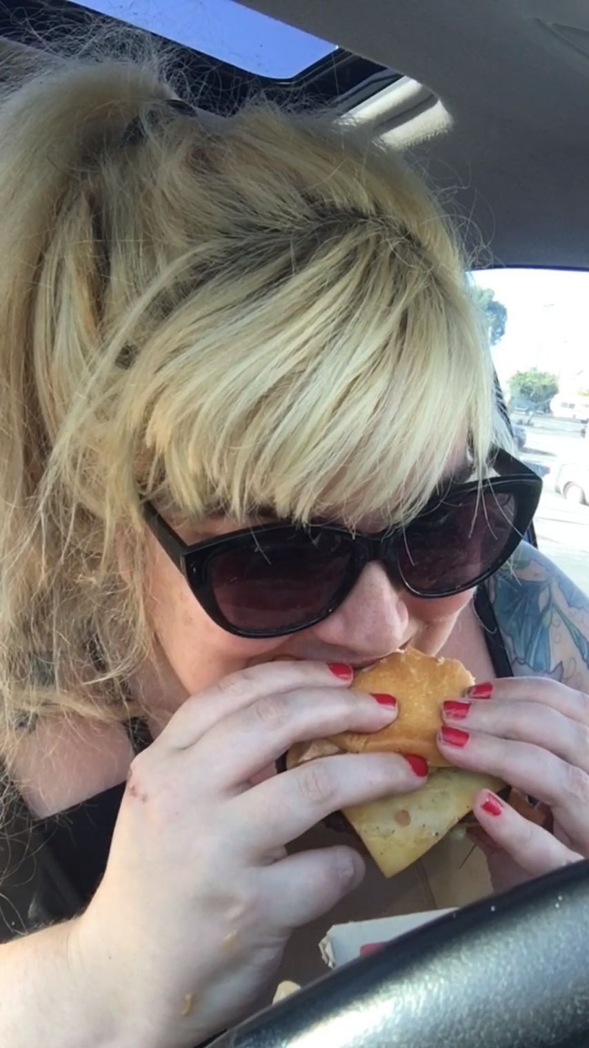 Fat BBW Slut Eats Fast Food In Her Car