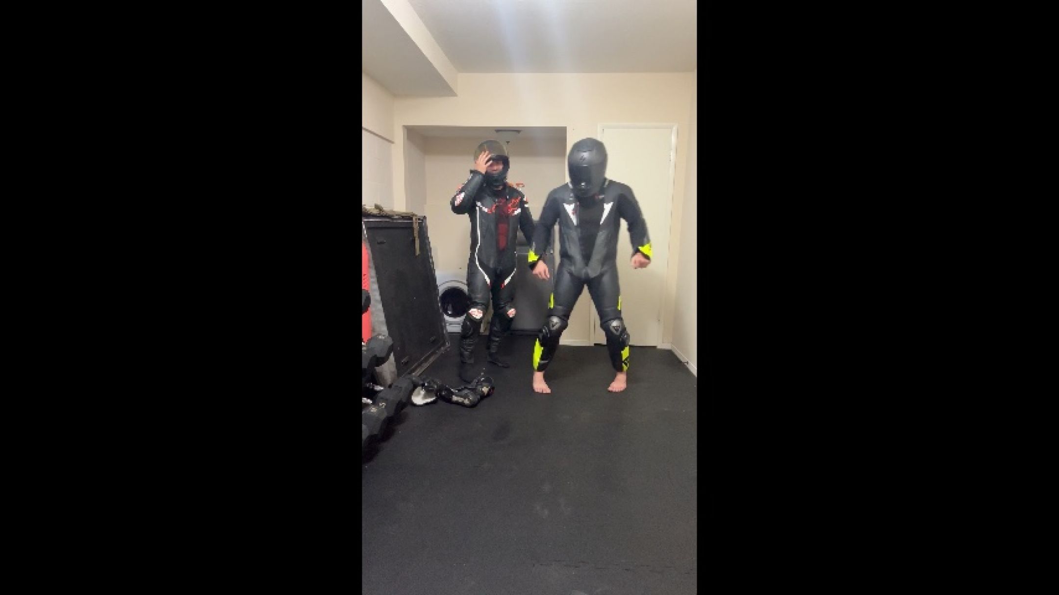 Motorcycle suit try on 1