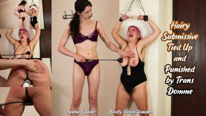 Hairy Sub Tied Up and Punished by Trans