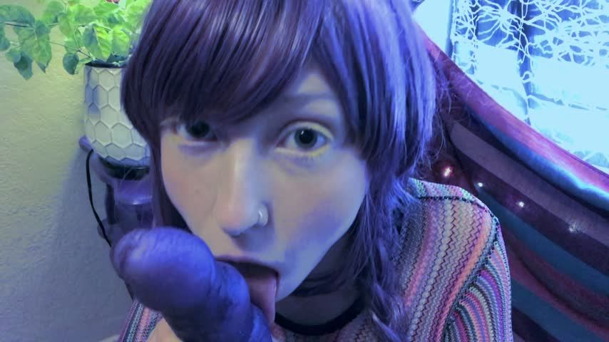 Space Babe Gags &amp; Spits on Alien Cock