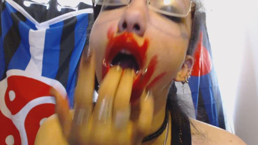 Lipstick Smearing. Making a Mess