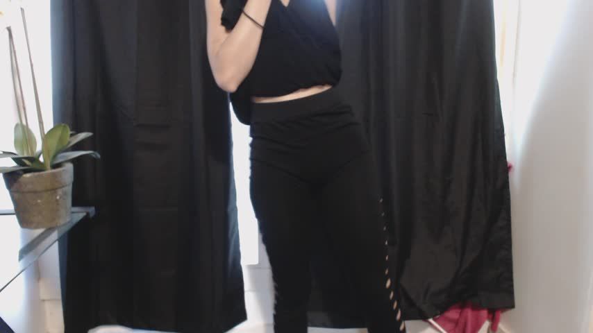 Self Spanking in Tight Black Leggings