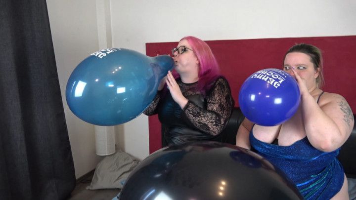 Lucy and I inflate balloons